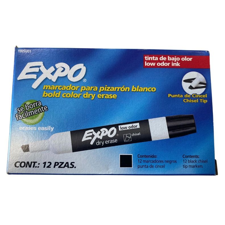 Marcador de Pizarra Expo Negro Bold Caja 12 Unidades-0