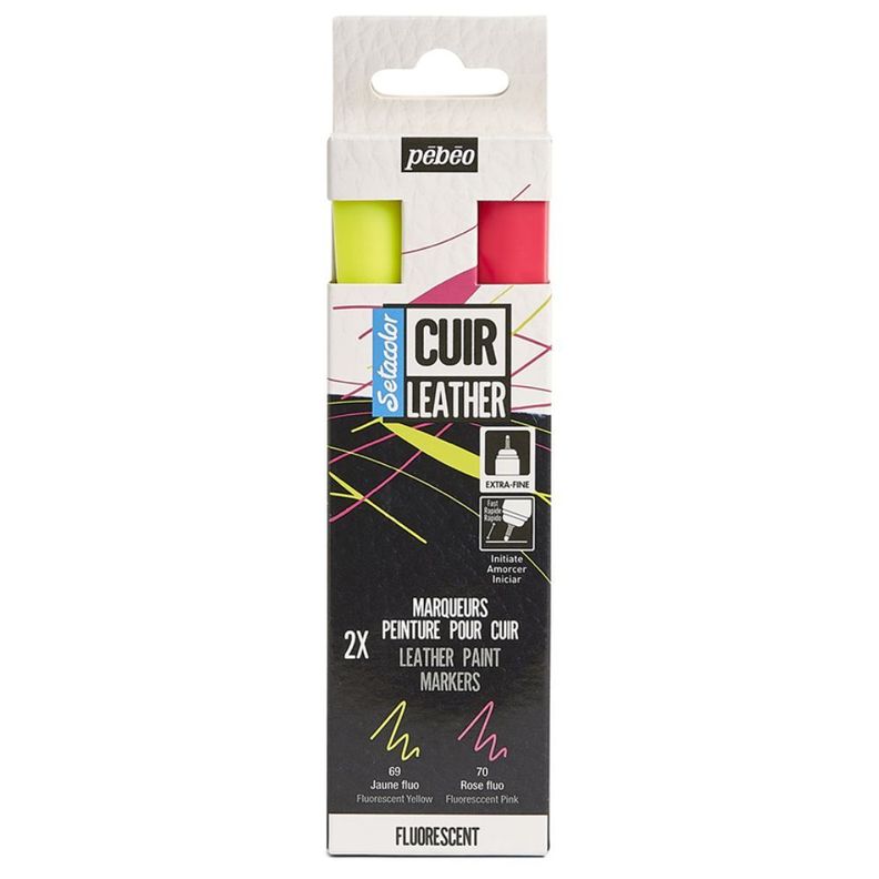 Marcador de Pintura para Cuero Pebeo Setacolor Set 2 Fluor-1