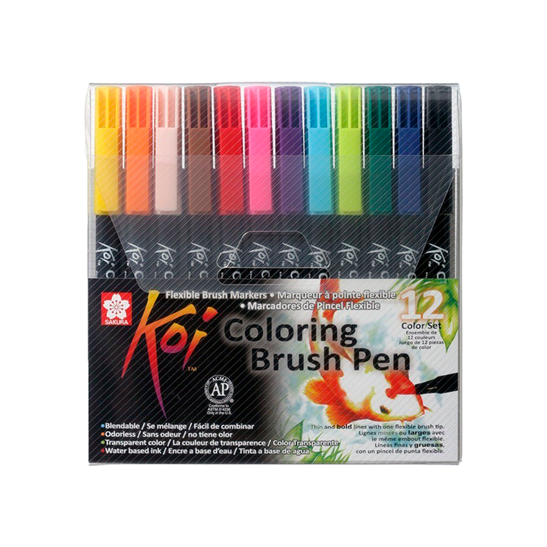 Plumones Punta Pincel Sakura Koi Set 12 Colores-0