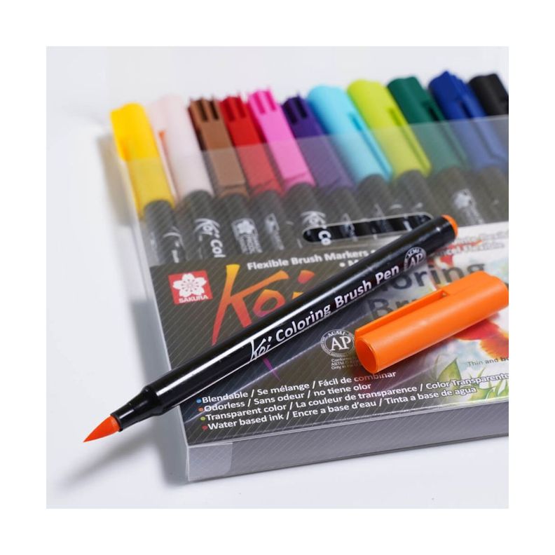 Plumones Punta Pincel Sakura Koi Set 12 Colores-2