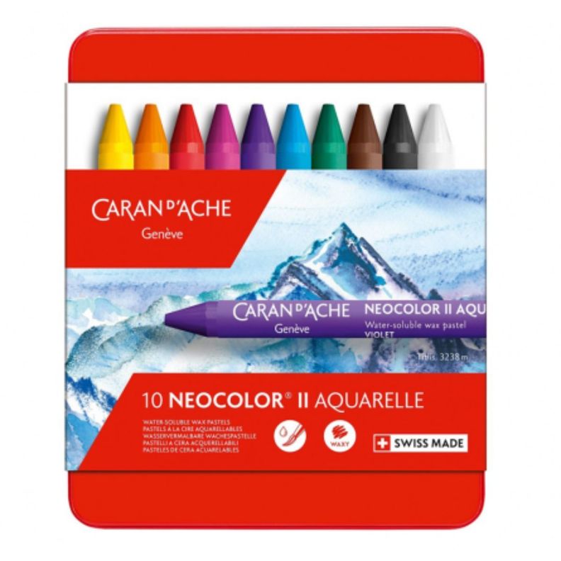 Pasteles De Cera Neocolor II Caran d Ache Set 10 Colores-0