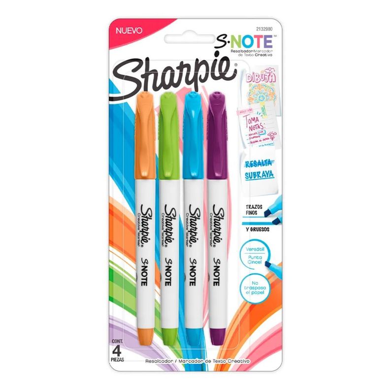 Set 4 Destacadores Sharpie Note Intensos Surtido