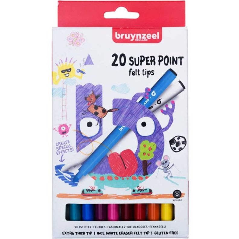 Marcadores Para Niños Bruynzeel Superpoint 20 Colores-0