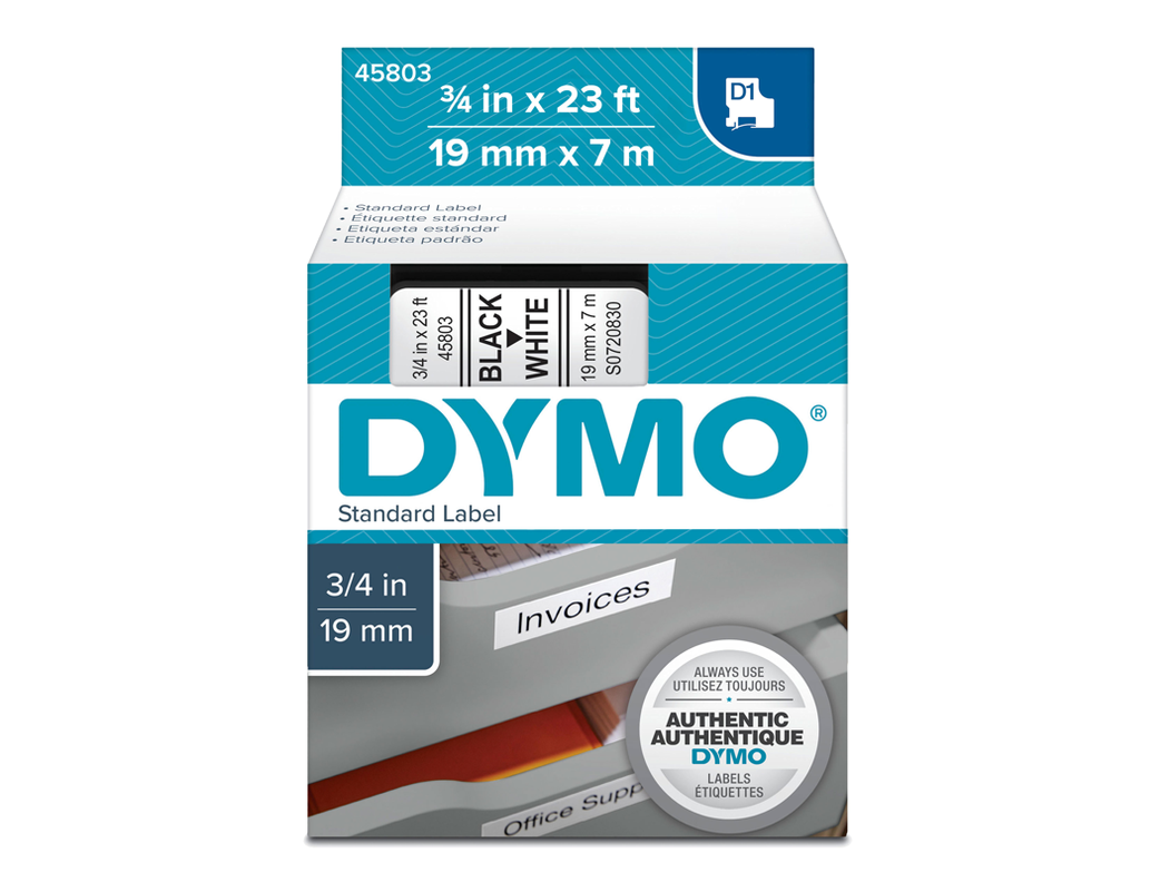 Cinta D1 Dymo 19mmx7m Negro/Blanco-1