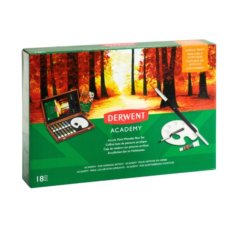 Acrílicos Derwent Academy Caja Madera 18 piezas-0