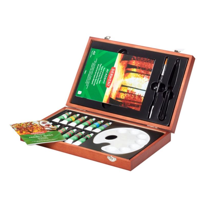Acrílicos Derwent Academy Caja Madera 18 piezas-1