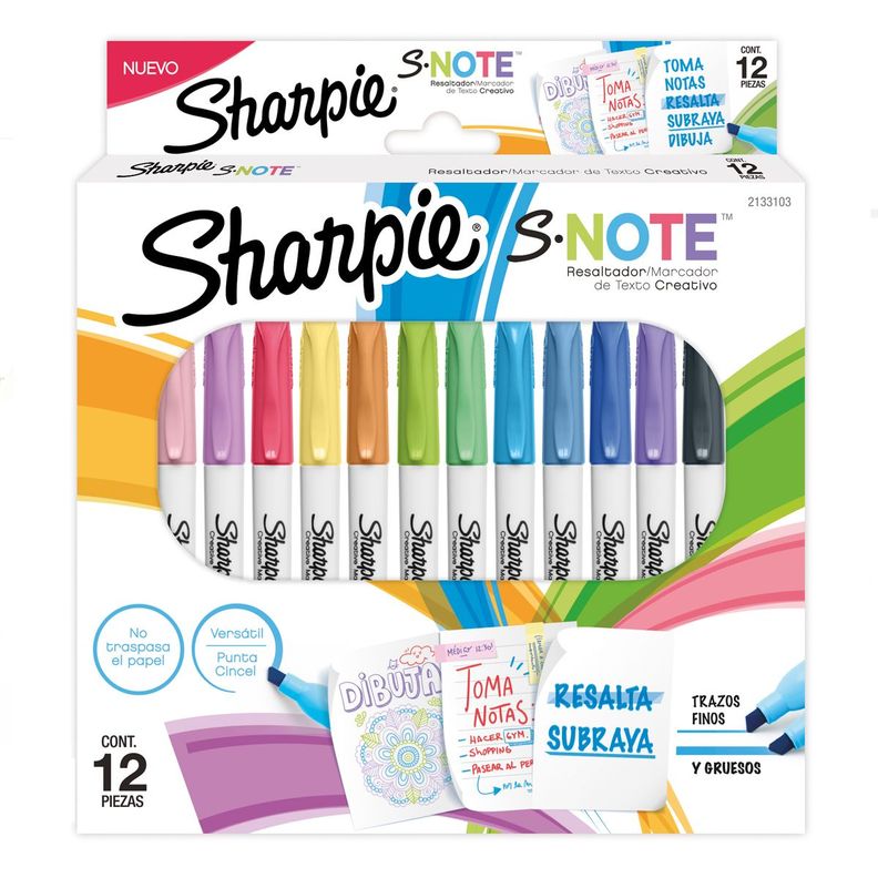 Destacadores Sharpie Note Set 12 Tonos Pasteles-0