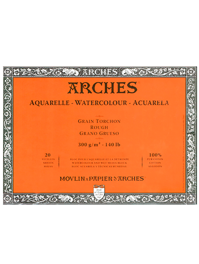 Block Papel Acuarela Arches 300gr Grano Grueso 18x26cm 20H-0