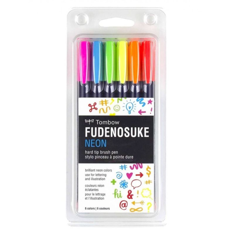 Set Marcadores Tombow Fudenosuke Set 6 Colores Neon-0