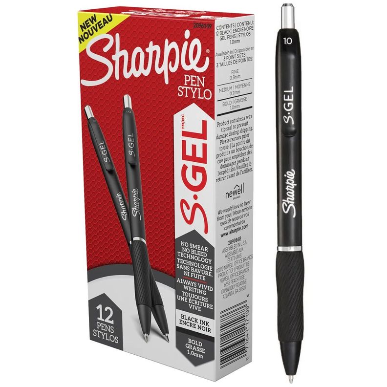 Lapiz Gel Sharpie Punta Media Negro x12-0