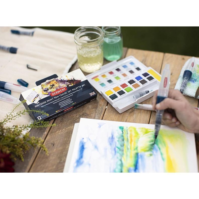 Set 12 Tintas en Pastillas Acuarelables Derwent Inktense N°1-4