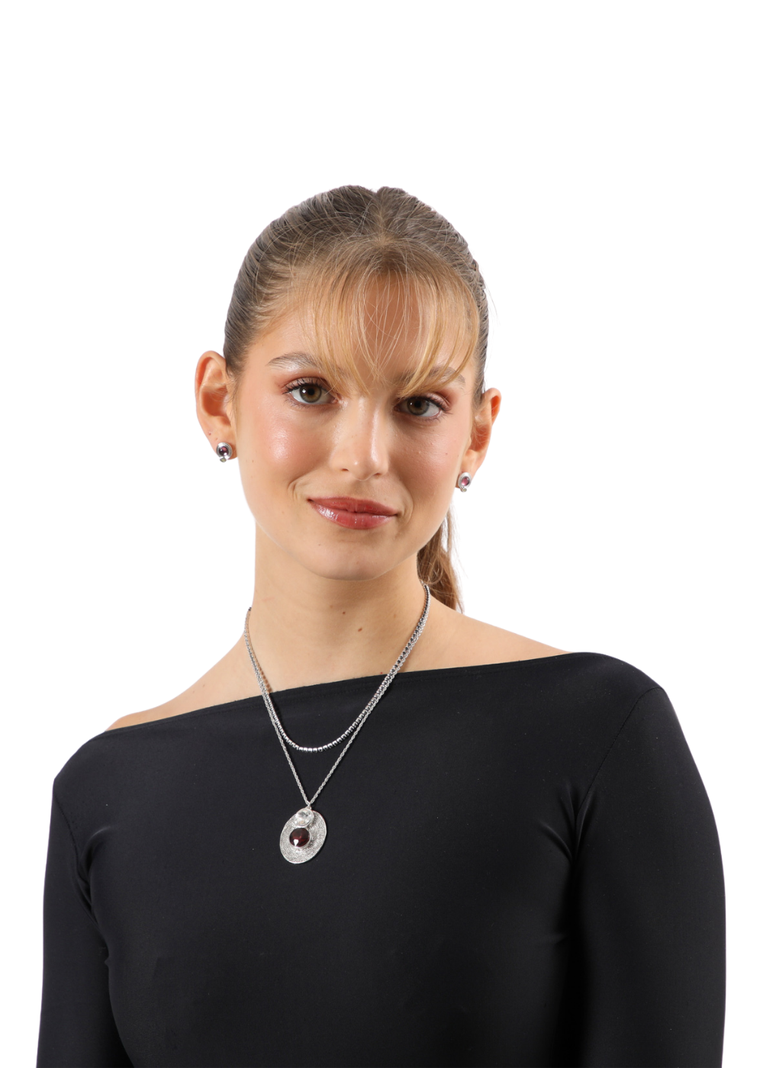 Set Collar Dina Plateado Humana-1