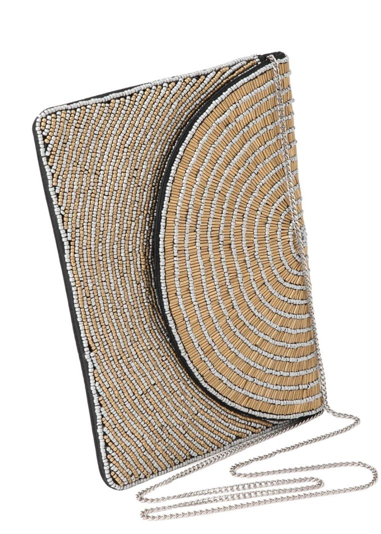 Cartera Clutch Coco Dorado Humana-1