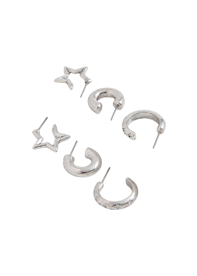 Aros Set Lirio Plateado Humana-0