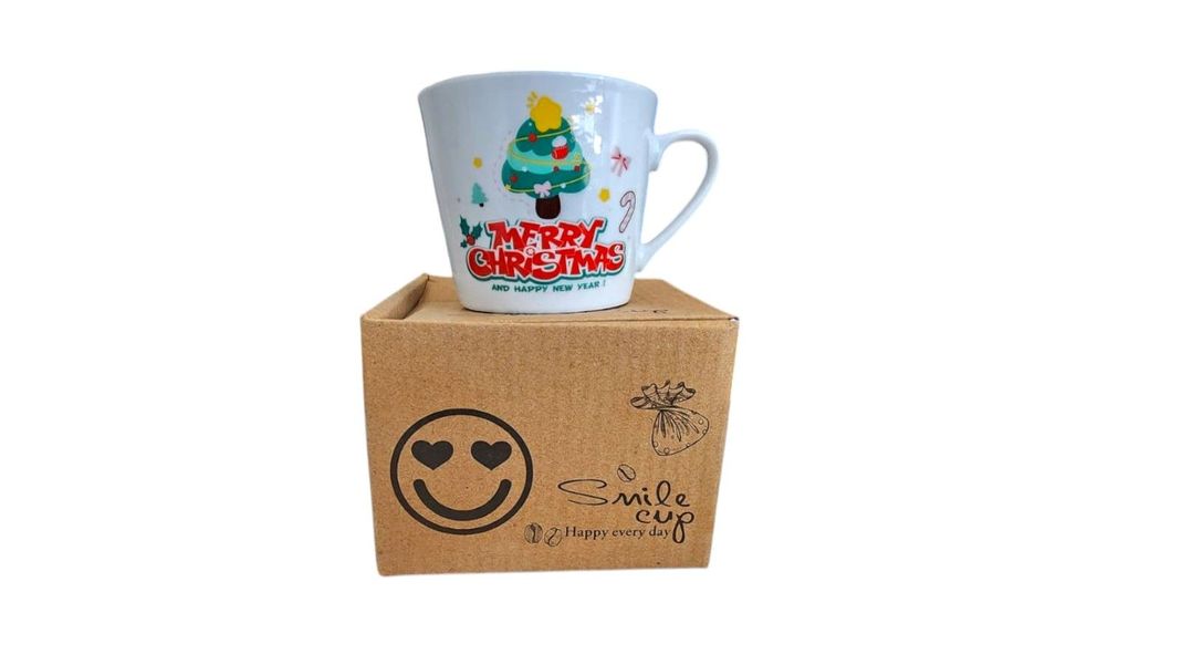 Taza de ceramica navideña con cuchara-1