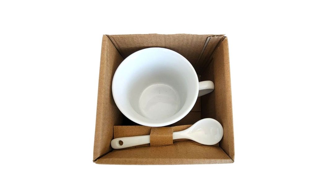 Taza de ceramica navideña con cuchara-2