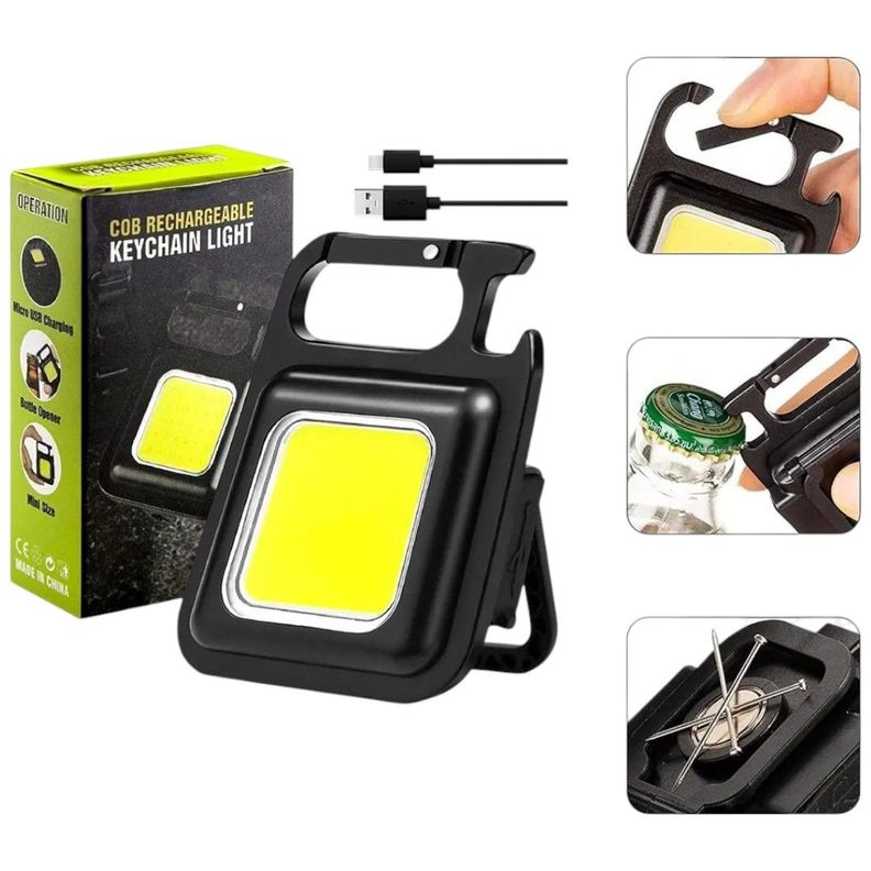Linterna Led Cob Recargable Llavero Gancho Iman Mini Light-1