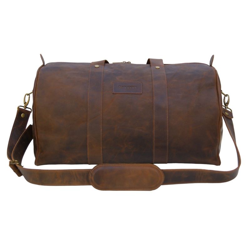 Bolso de Viaje de Cuero Café Tostado-2