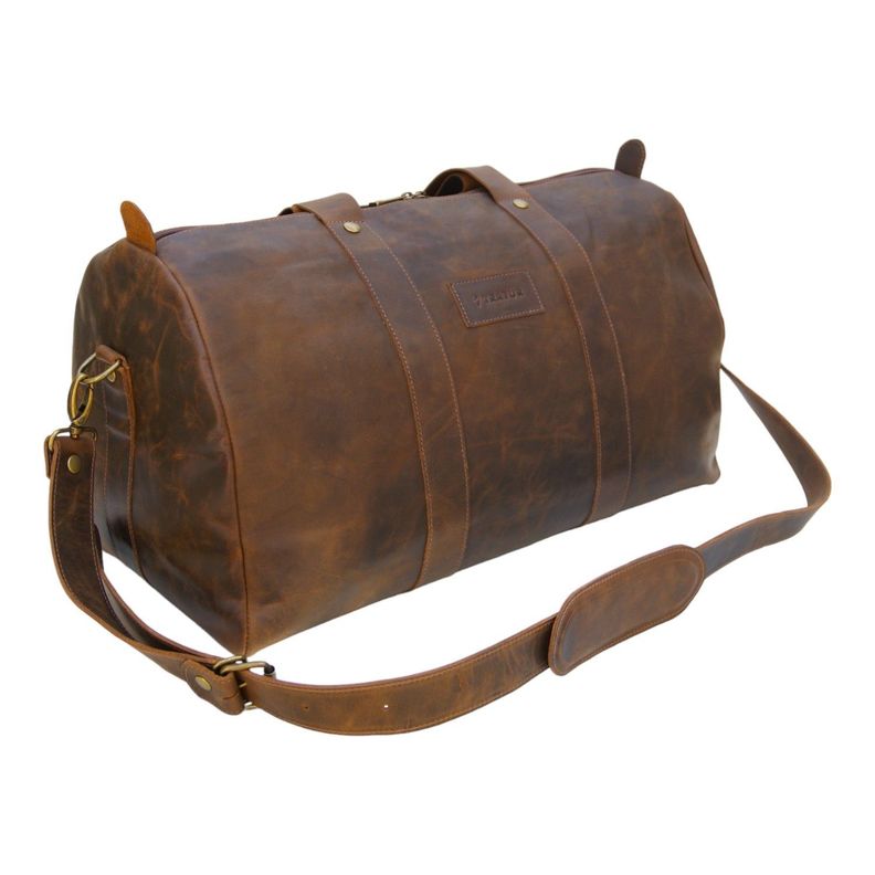 Bolso de Viaje de Cuero Café Tostado-3