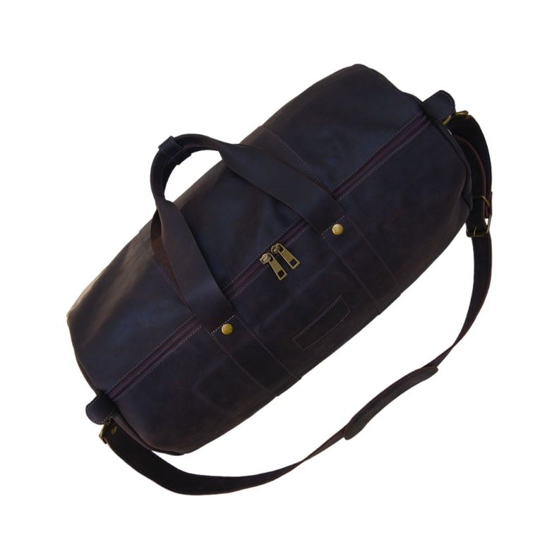 Bolso de Viaje de Cuero Café Oscuro-1