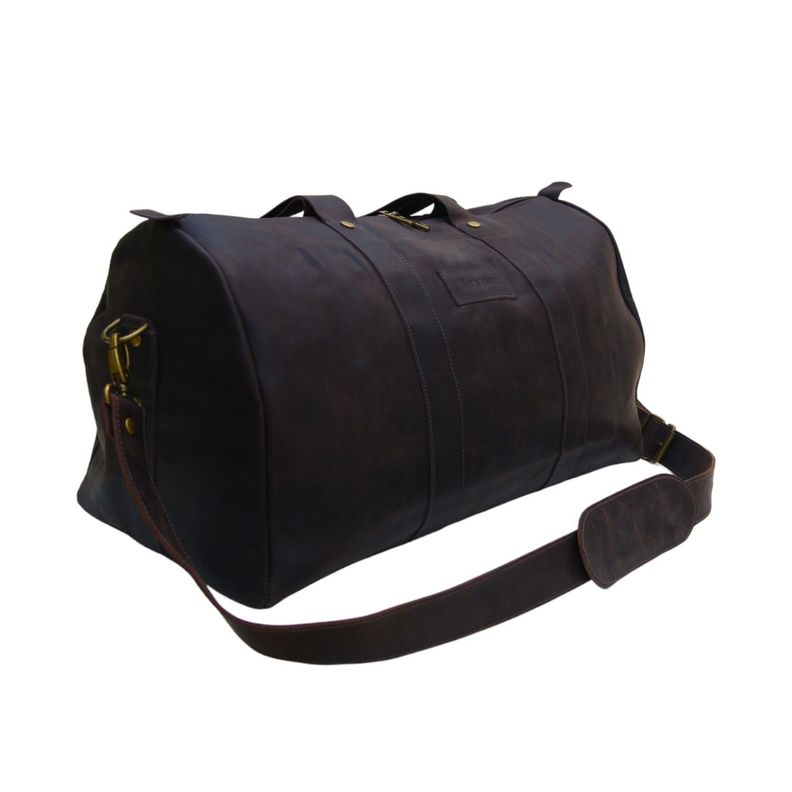 Bolso de Viaje de Cuero Café Oscuro-2