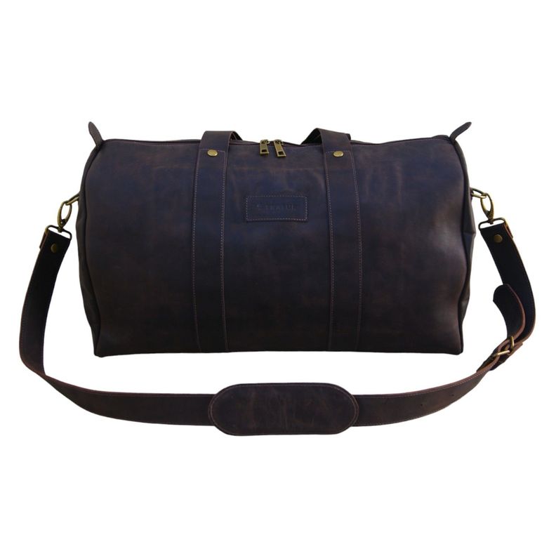 Bolso de Viaje de Cuero Café Oscuro-3