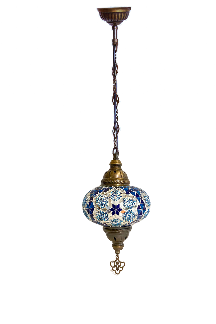 Lámpara turca colgante M prisma azul y turquesa-0