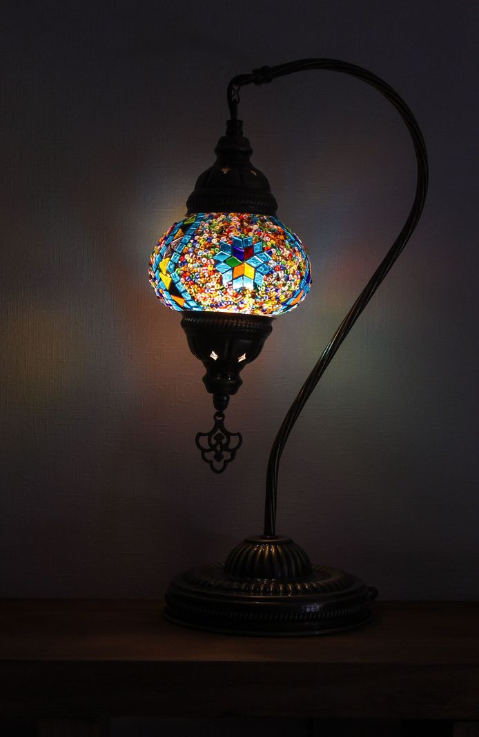 Lámpara turca cisne S Evren Turquesa-2