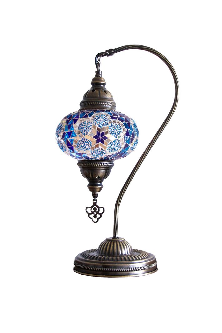 Lampara turca cisne M prisma azul y turquesa