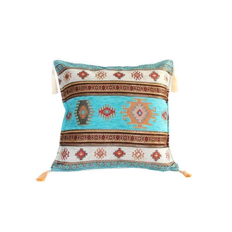 Cojin turco 42x42 Kilim Turquesa y Blanco Surtido 45x45