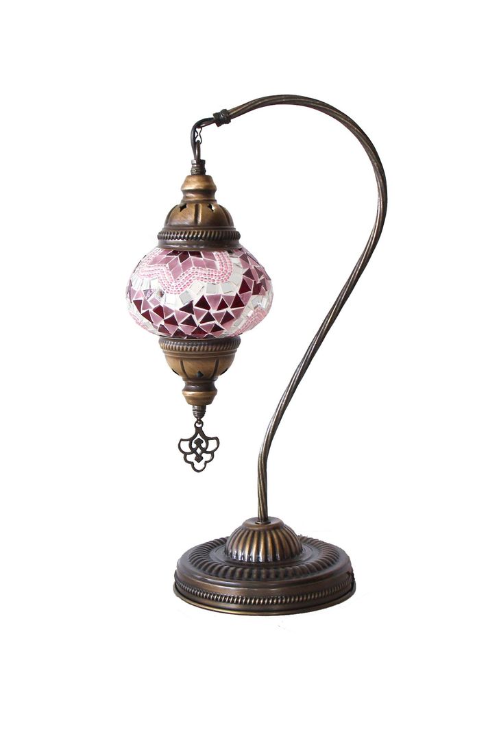 Lampara turca cisne S Nahr rosa y burdeo + ampolleta Surtido