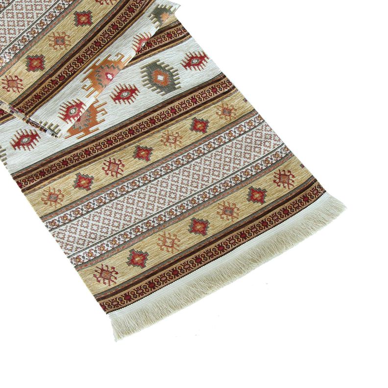Camino de mesa 2 m kilim blanco y café-0