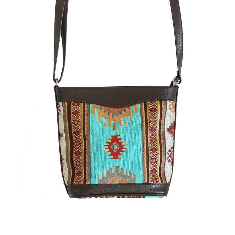 Cartera Mediana Kilim Blanco y Turquesa-2