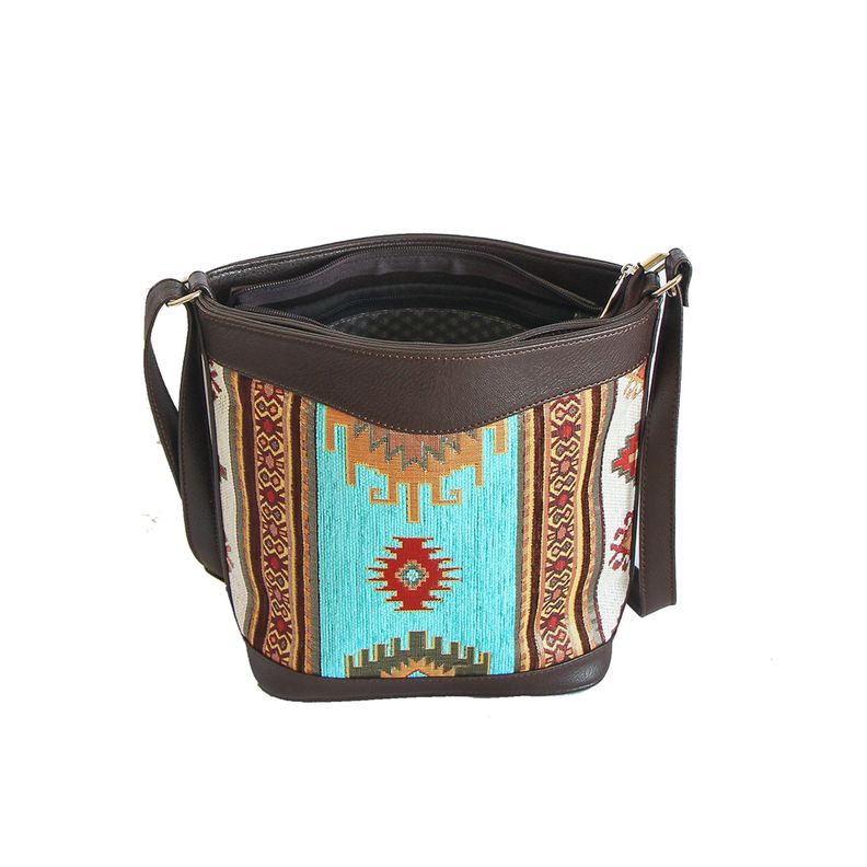 Cartera Mediana Kilim Blanco y Turquesa-3