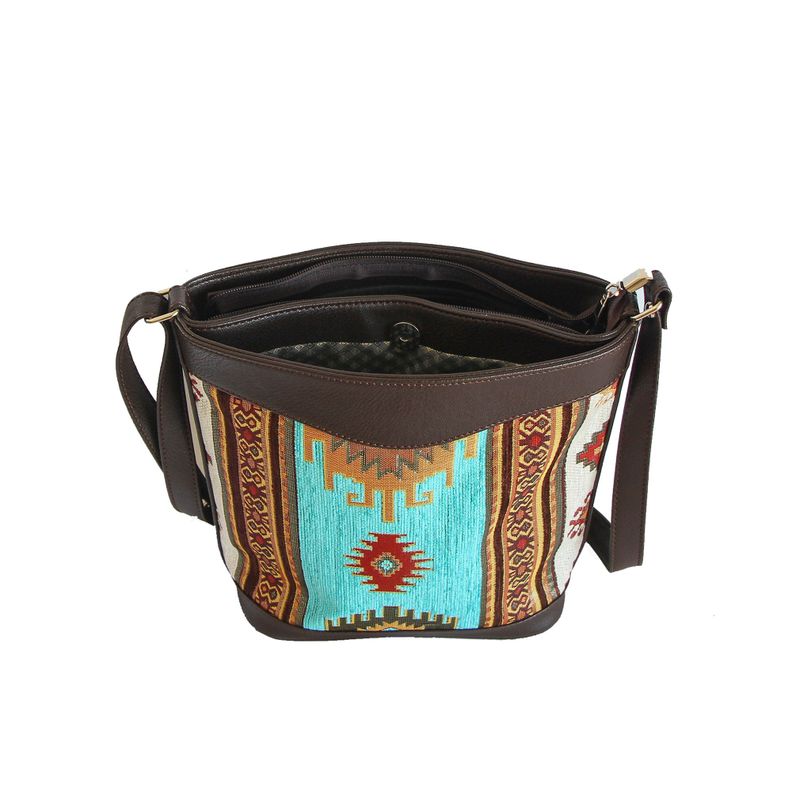 Cartera Mediana Kilim Blanco y Turquesa-4