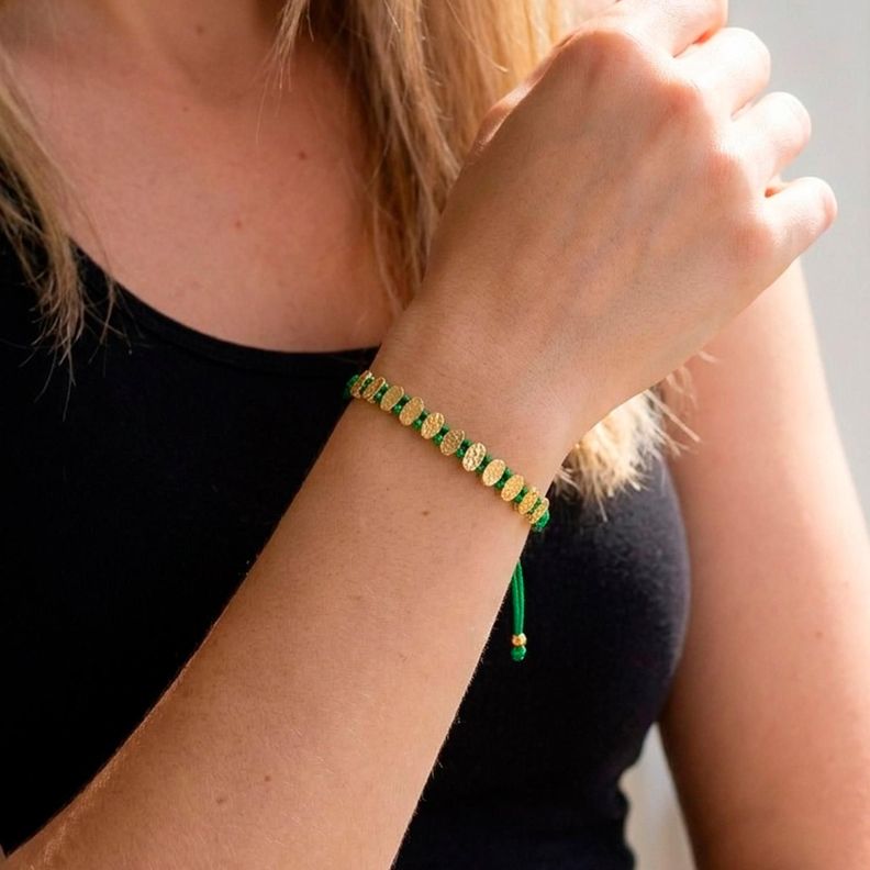 Pulsera ajustable Boho verde o