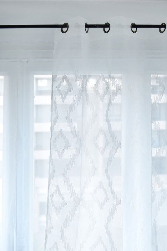 Cortina Velo Bordado Argolla 140x220 Rombo Blanco-0