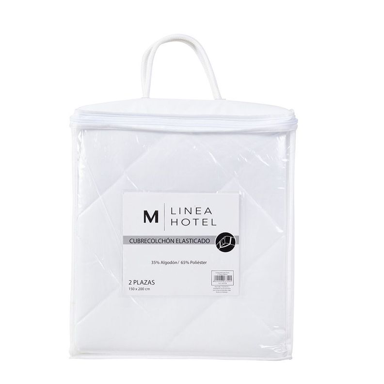 Cubrecolchon Elasticado Linea Hotel 1,5 P Blanco-1