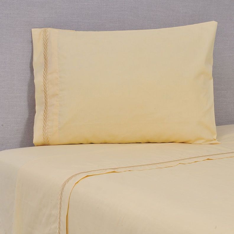Sábana Bordada 180 Hilos 1.5 P Ramas Amarillo-0