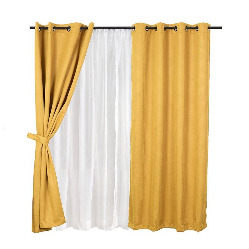 Set Cortina Blackout Emb. 8pzas Arg. 140x220 Gold Frutillar-0
