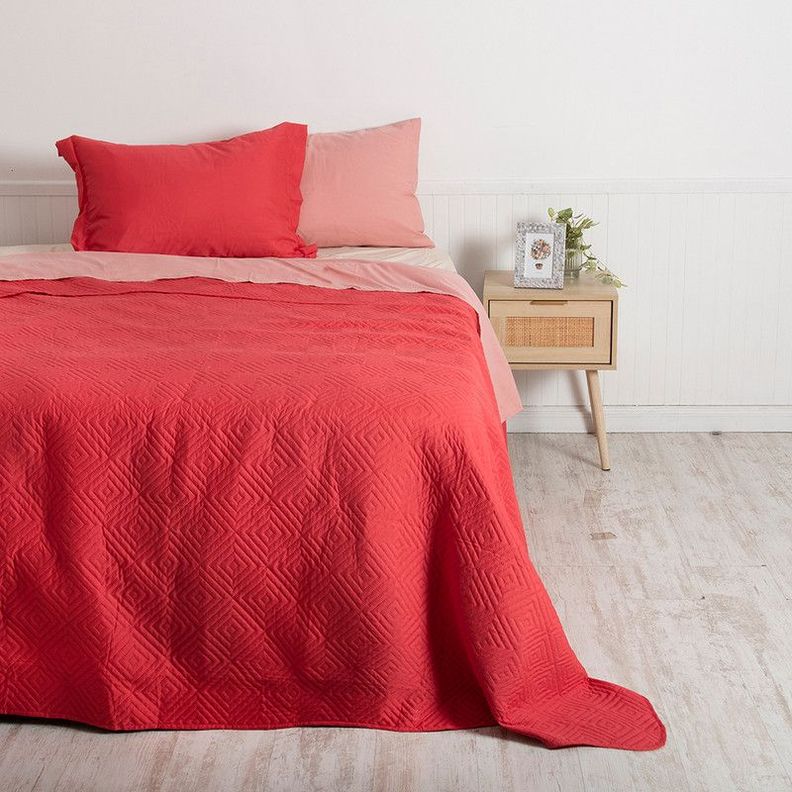Set Quilt + Sabana Estampada 1.5 P Coral-0