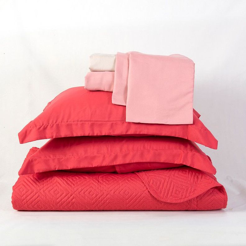 Set Quilt + Sabana Estampada 1.5 P Coral-2