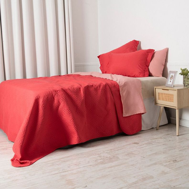 Set Quilt + Sabana Estampada 1.5 P Coral-3