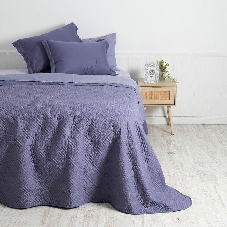 Set Quilt + Sabana Estampada 2 P Morado-0