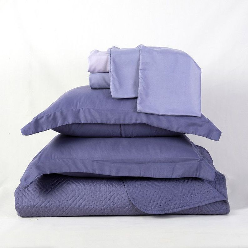 Set Quilt + Sabana Estampada 2 P Morado-2