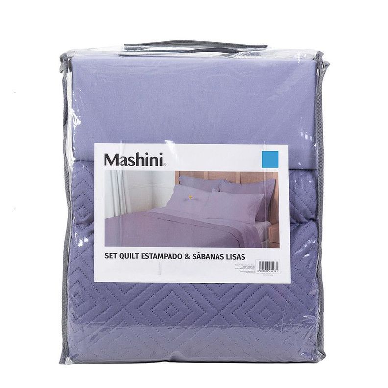 Set Quilt + Sabana Estampada 2 P Morado-3