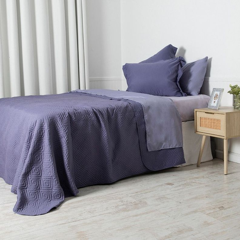 Set Quilt + Sabana Estampada 2 P Morado-4