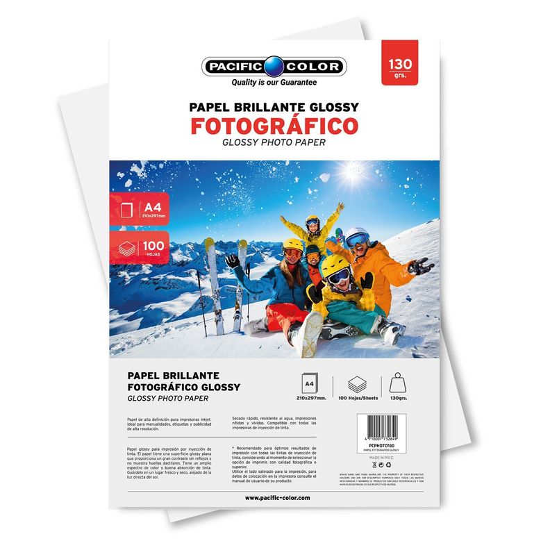 Papel Fotográfico Glossy 100 Hojas A4 130grs-0