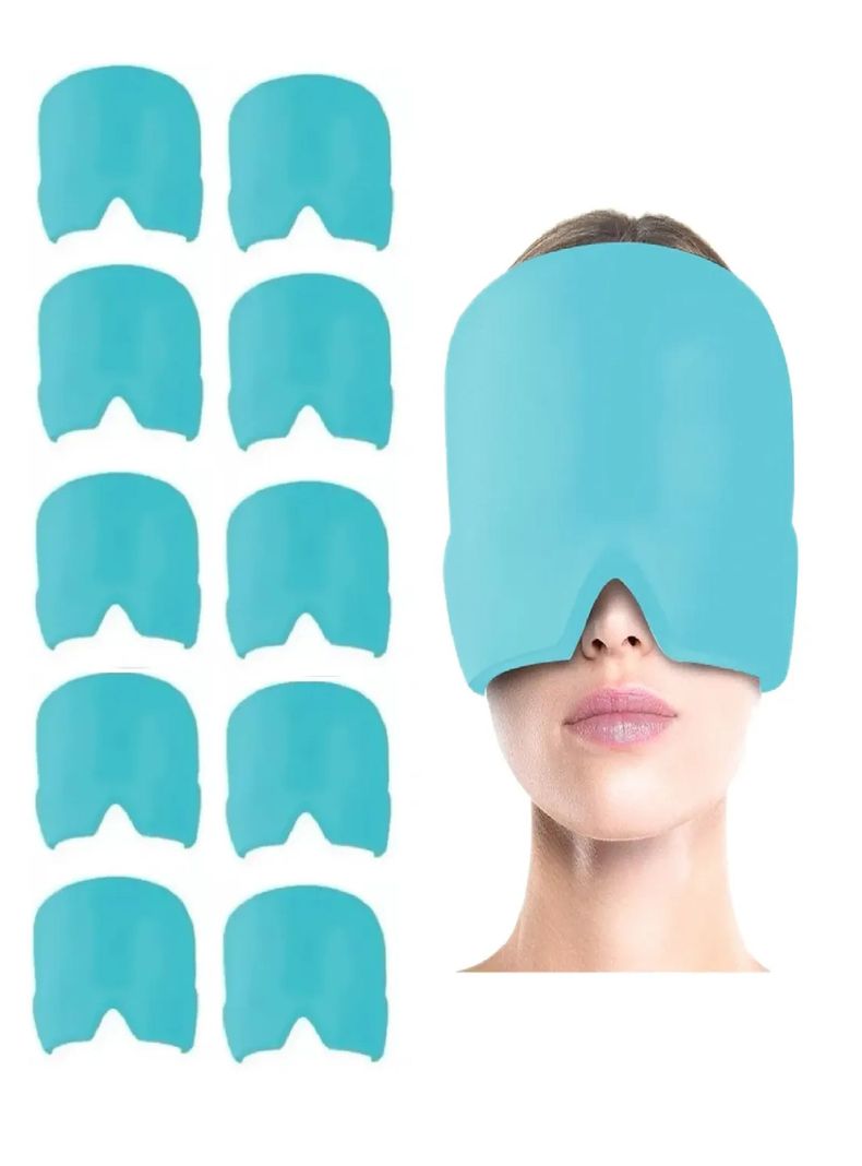 Packx10 Gorro Gel Alivio De Migraña Frio Calor Color Celeste