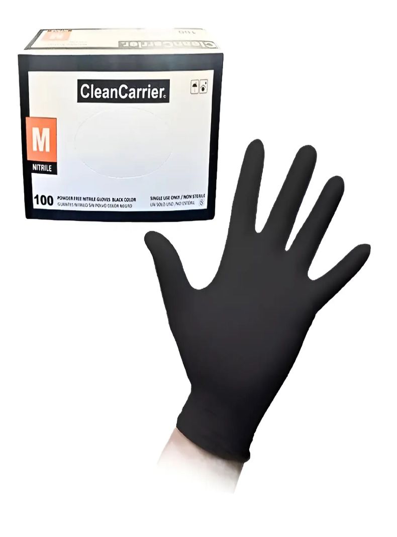 Guantes Nitrilo Negro Talla M Cleancarrier Sin polvo 100 Unid
